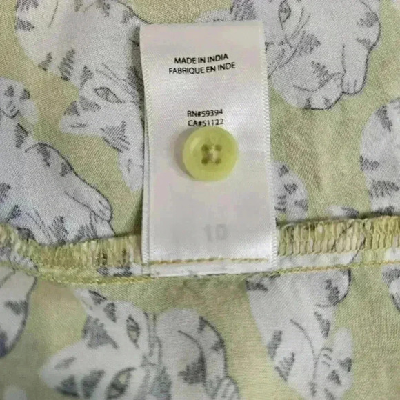 Beach Lunch Lounge Long Sleeve Button-up Cat print Shirt Blouse Women's SP - Picture 9 of 9